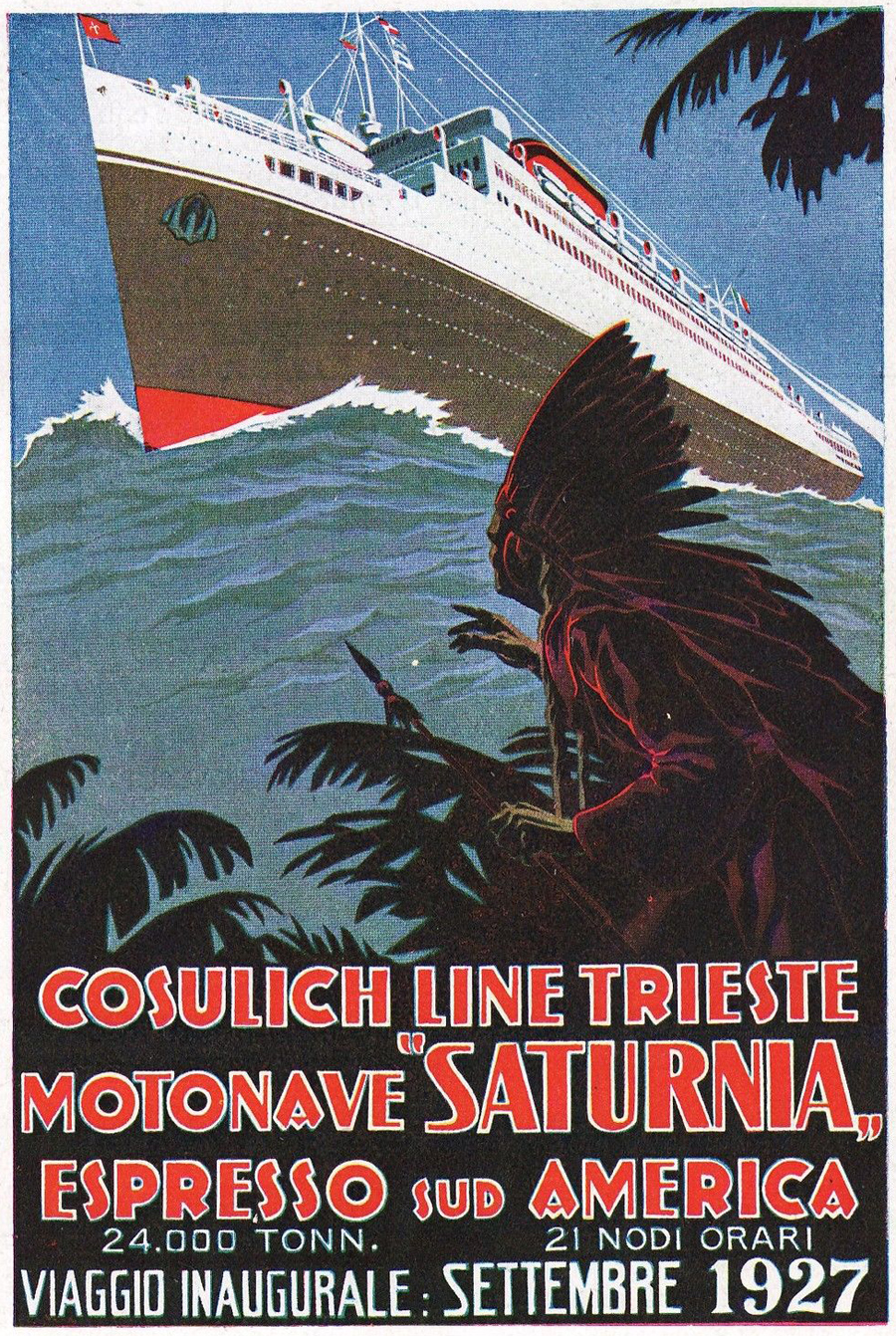 Трансатлантический лайнер «Сатурния», реклама, 1927 г.
