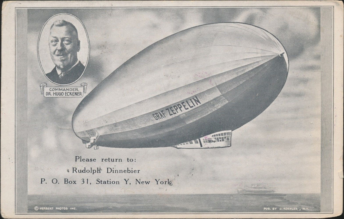 Кругосветный перелёт дирижабля LZ 127 «Граф Цеппелин» (открытка, 1929 г.)